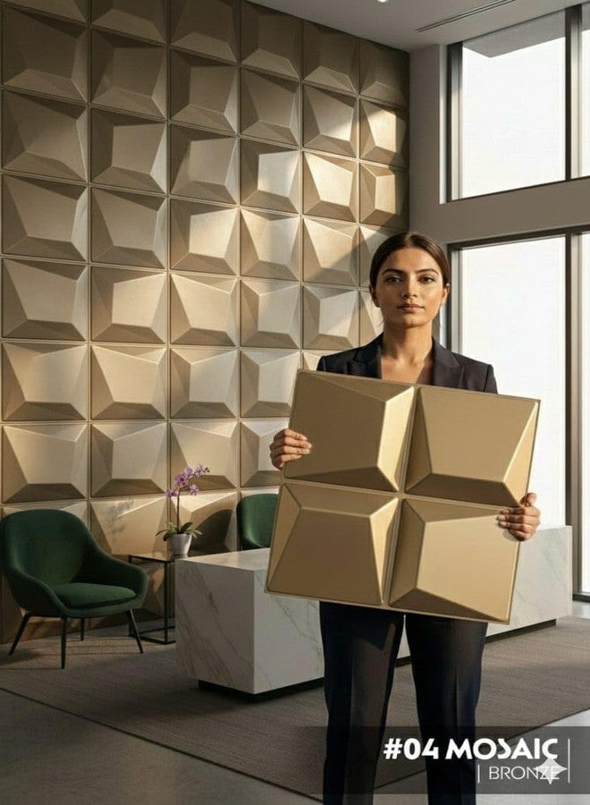 RoseCraft ألواح جدارية ثلاثية الأبعاد هندسية من مادة PVC من RoseCraft - بلاط صوتي مزخرف، سهل التركيب، مقاوم للماء | 50 سم × 50 سم × 4 مم | عبوة من 10 ألواح - Image 2